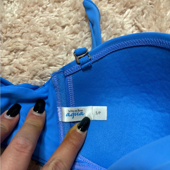 LaVie En Rose aqua bikini top size small - Picture 3 of 3